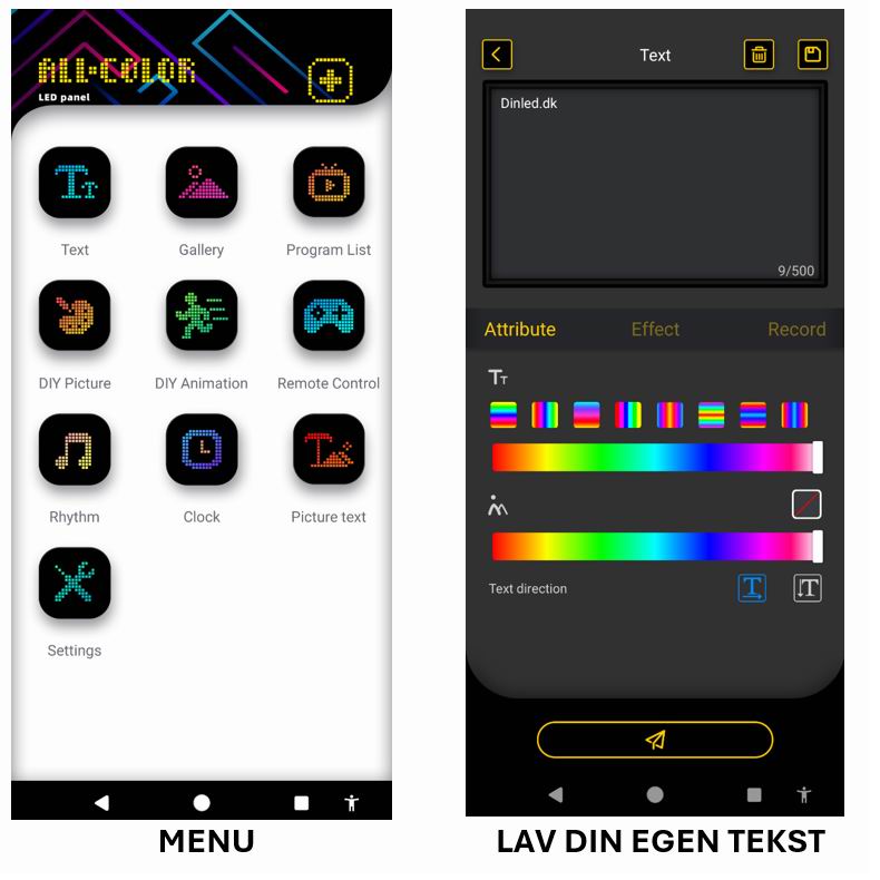 LED lys skilt - USB - fuld farvet . APP styring  - 173 x 70 mm +ANGRY EYES