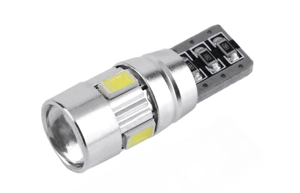 T10 W5W LED pære med Canbus og projektor linse - 12v