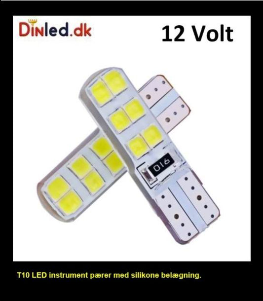 T10 W5W LED pære Silikonebelagt - 12v