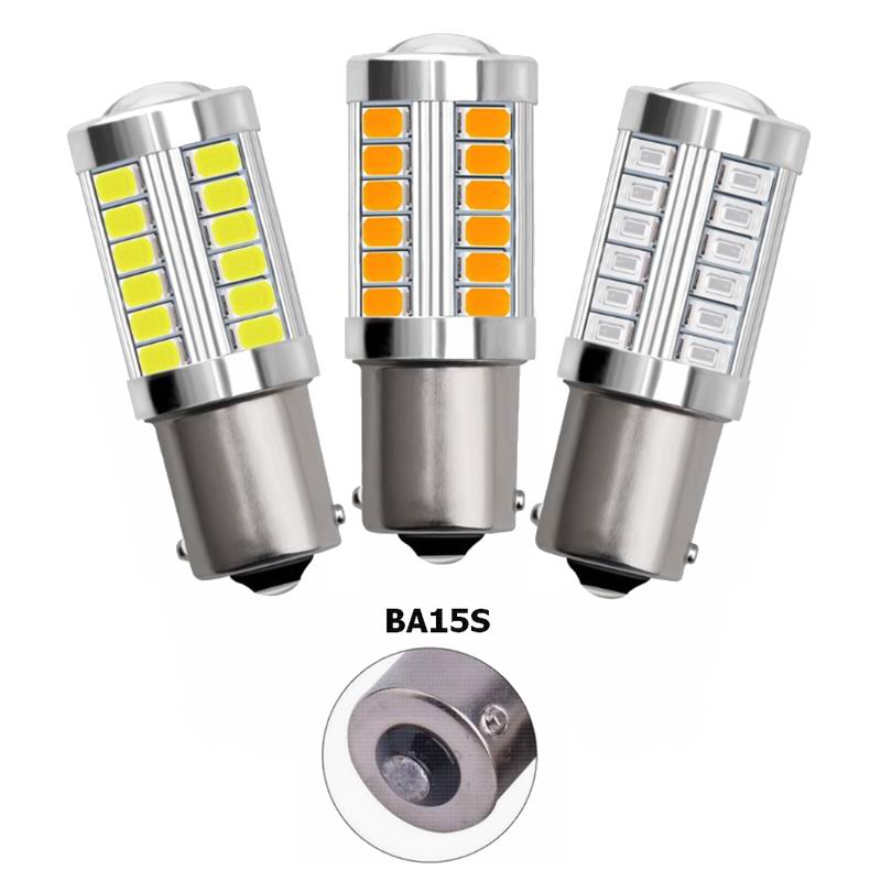 BA15S  LED pære med projektor linse - 12v