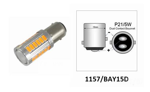 BAY15D LED pære med projektor linse - 12v