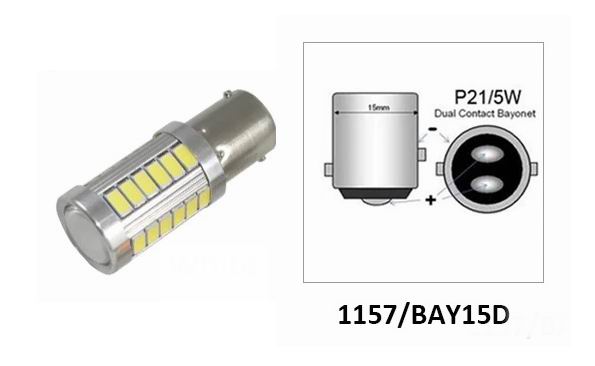 BAY15D LED pære med projektor linse - 12v