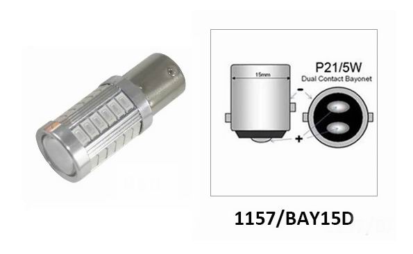 BAY15D LED pære med projektor linse - 12v