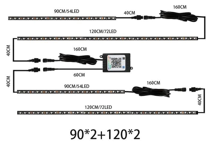 Ambient MAGIC multicolor LED lys til montering under bilen 90x120 cm