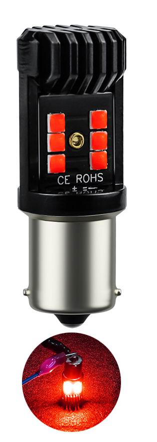 BA15S LED pære med CANBUS -  sæt med 2 stk. - 12v