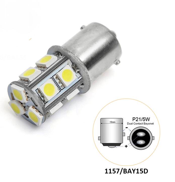 BAY15D LED pære med 13 SMD LED - 12v
