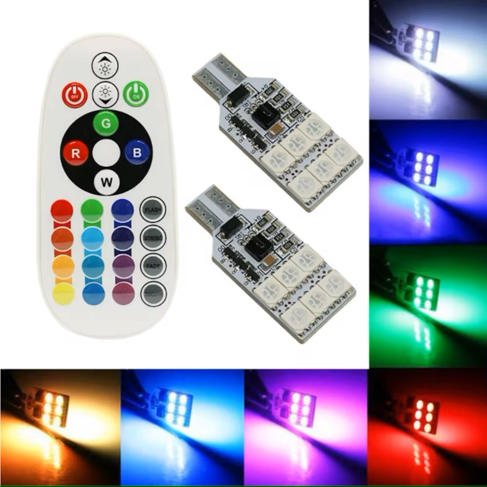 T10 W5W RGB kabinepærer med fjernbetjening