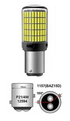 BAZ15D LED pære med 144 og CANBUS, 12v