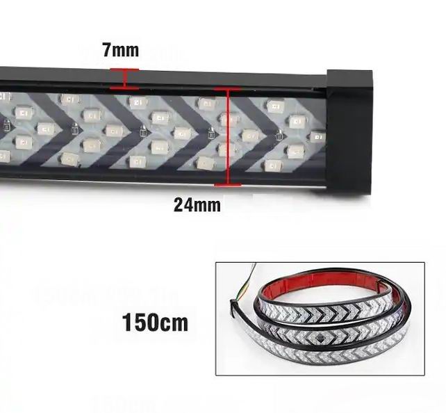 Bremse-, blink og katastrofeblink bjælke 12/24v - 150 cm