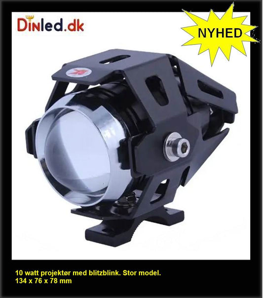 LED projektør 10 watt 12 volt -  Med blitz