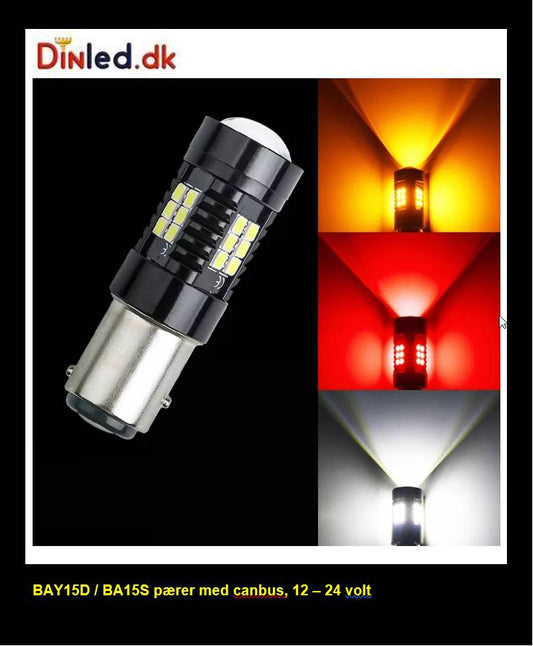 BAY15D 21 LED pære med CANBUS, 12 - 24v