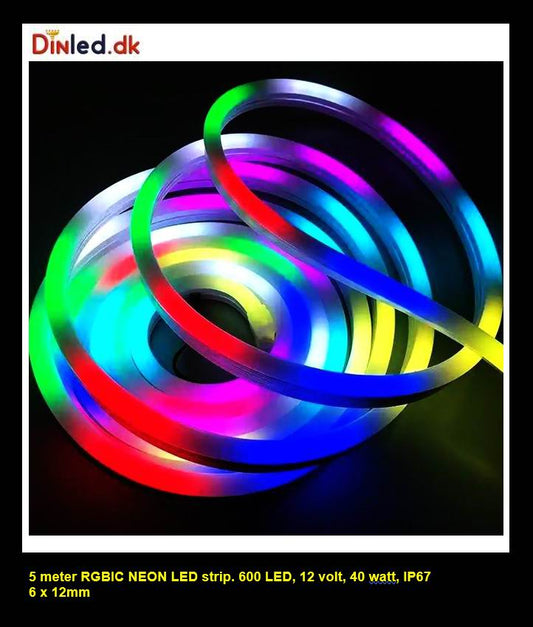 5 meter MAGIC  NEON RGB Led strip, 12 volt, 40 watt, 3600 lumen, IP67, 600 LED.