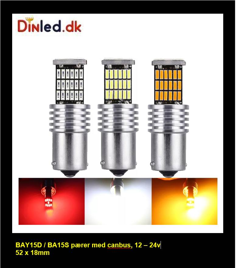 BA15S 45 LED pære med CANBUS, 12 - 24v
