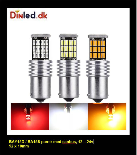 BAY15D 45 LED pære med CANBUS,  12-24v