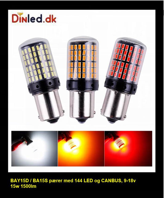 BA15S 144 LED pære med CANBUS, 12v