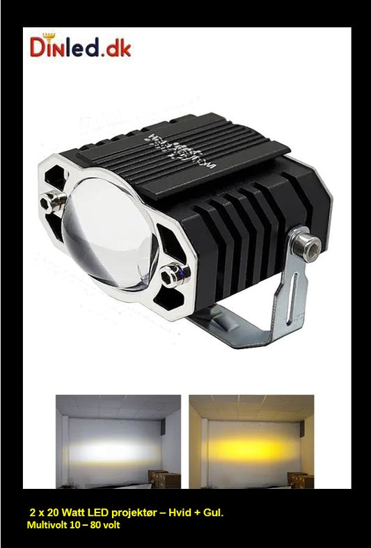 LED  projektør 2 x 20 watt 12 - 80 volt