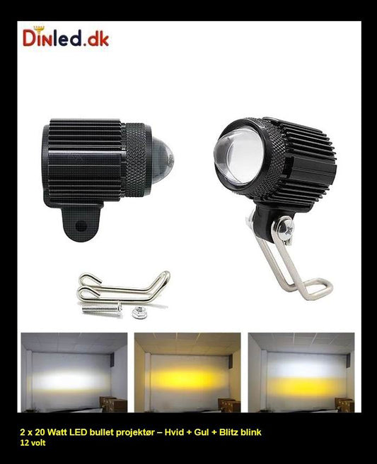 LED Bullet projektør 2 x 20 watt 12 - 80v