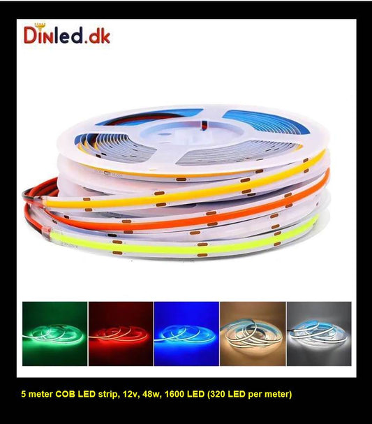 5 meter, 12 volt, 48 watt, IP44, COB LED strip