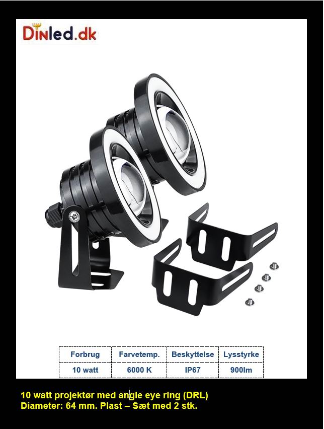 LED Eagle Eye projektør sæt med 2 stk. 12 volt - 10 watt