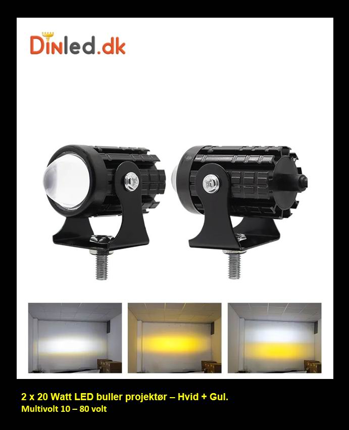 LED Bullet projektør 2 x 20 watt 12 - 80 volt