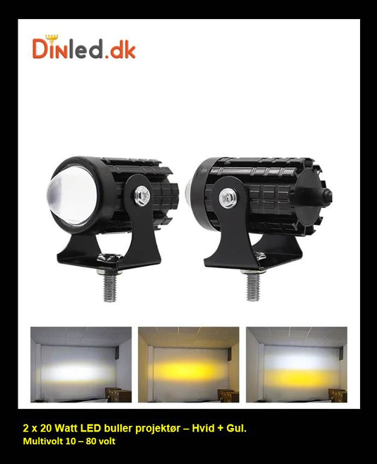 LED Bullet projektør 2 x 20 watt 12 - 80 volt