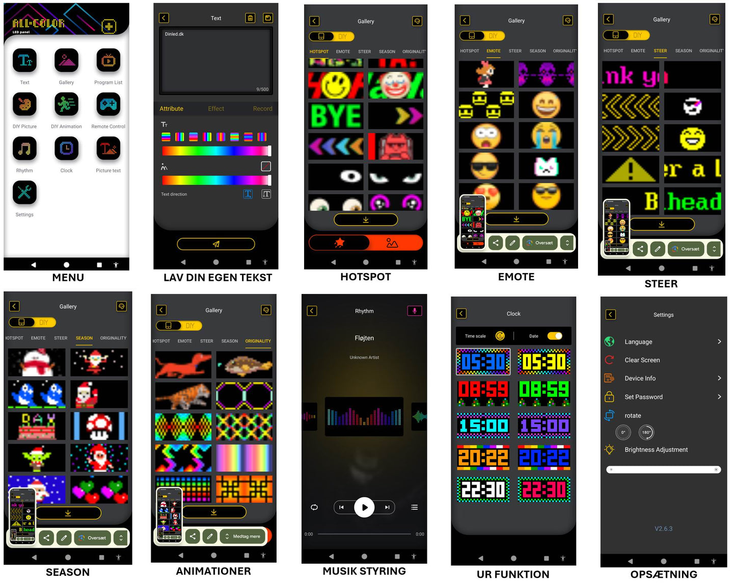 LED lys skilt - USB - fuld farvet . APP styring  - 173 x 70 mm +ANGRY EYES