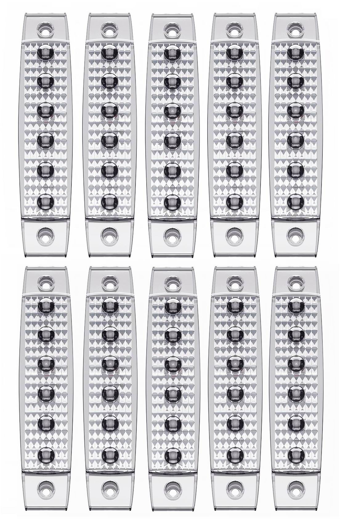 6 LED markeringslygte, 12 / 24v - 3D linser - 10 stk