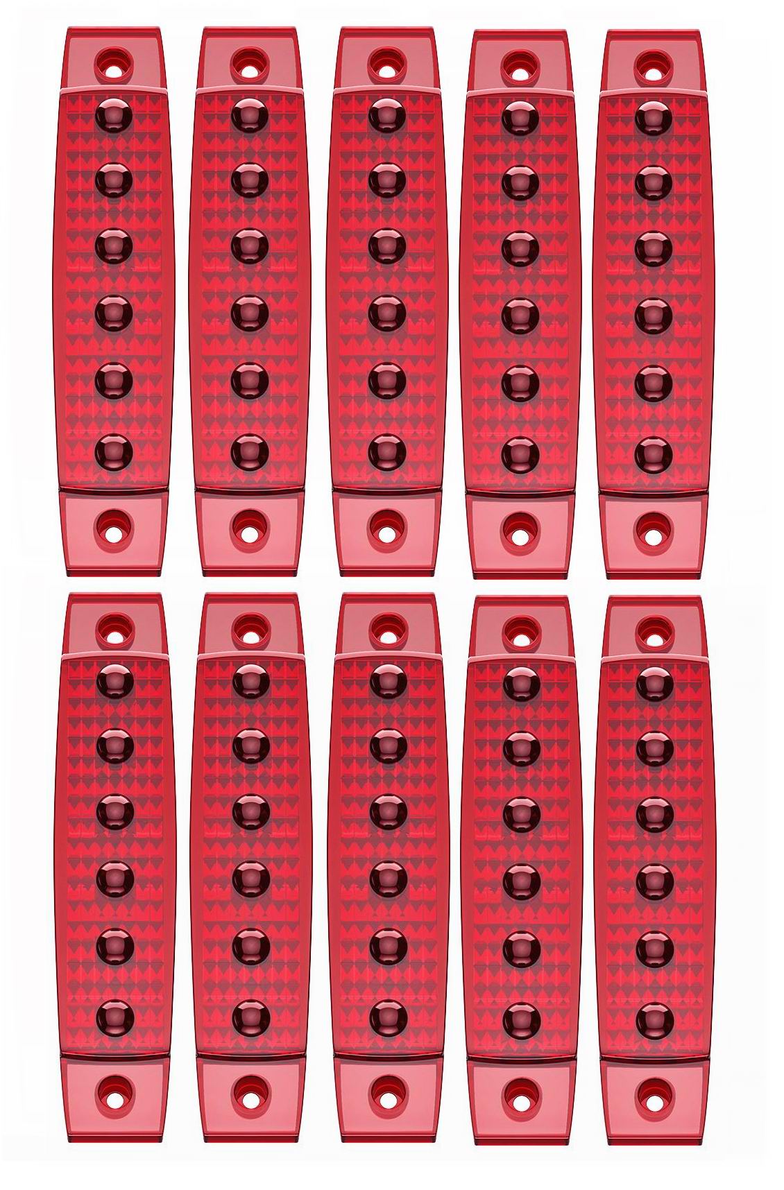 6 LED markeringslygte, 12 / 24v - 3D linser - 10 stk