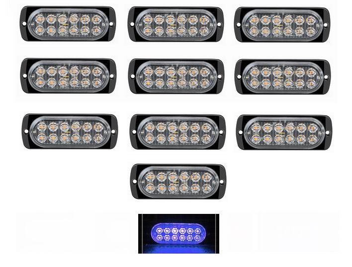 12 LED markeringslygte, 12v - kraftig model - sæt med 10 stk.