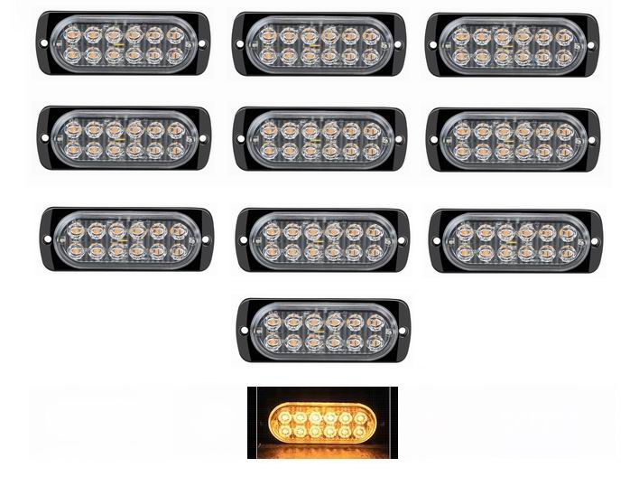 12 LED markeringslygte, 12v - kraftig model - sæt med 10 stk.