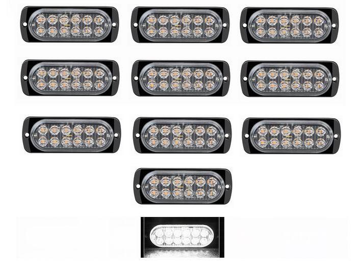12 LED markeringslygte, 12v - kraftig model - sæt med 10 stk.