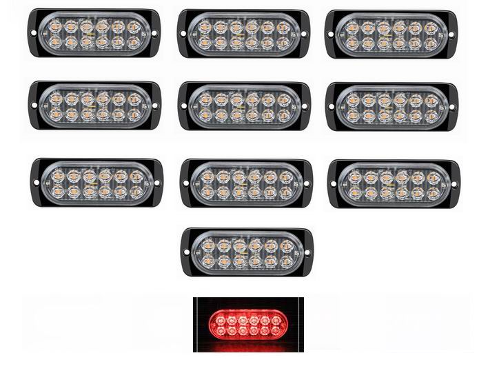 12 LED markeringslygte, 12v - kraftig model - sæt med 10 stk.