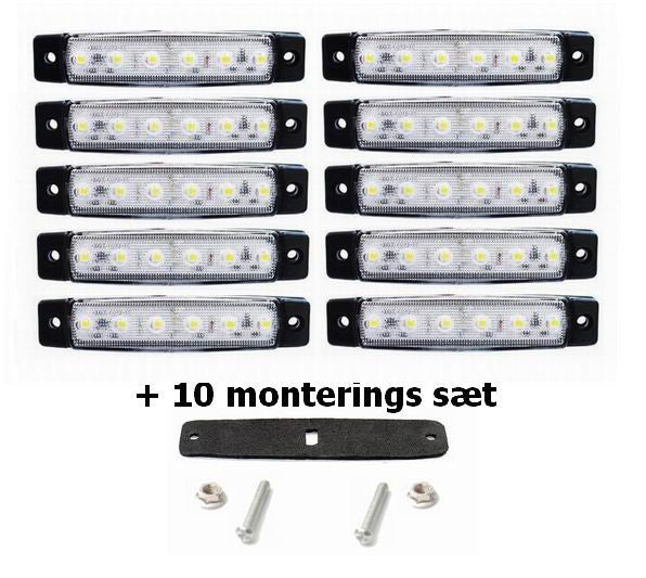 6 LED markeringslygte, 24v, 10 stk.