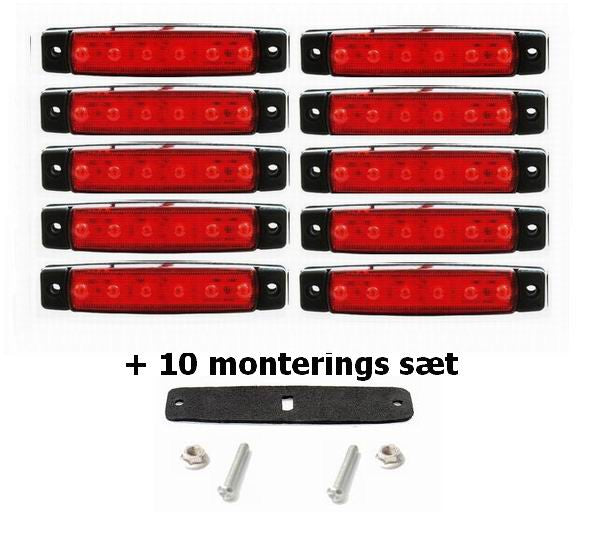 6 LED markeringslygte, 24v, 10 stk.