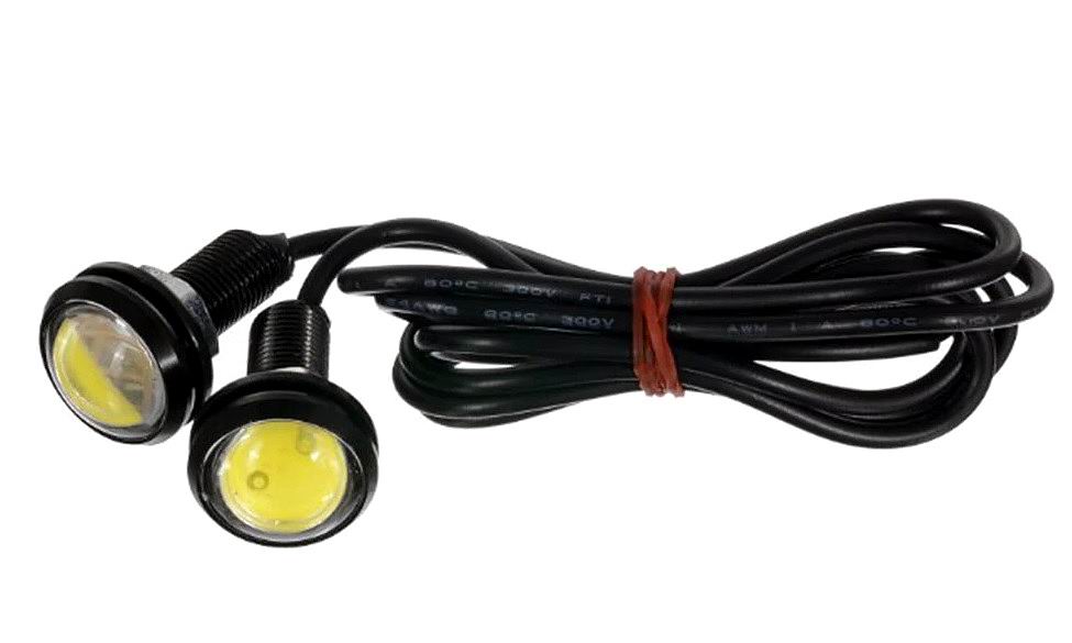 Eagle Eye LED lampe, Aluminium eller Sort,12volt, Sæt med 2 stk.