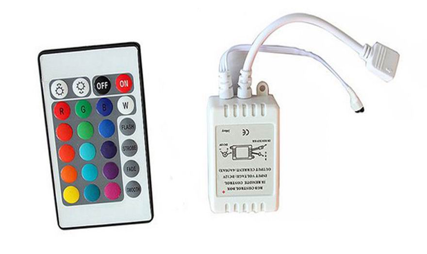LED controller med fjernbetjening 12v til RGB strips - 24 knapper