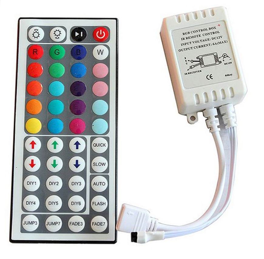 LED controller med fjernbetjening 12v til RGB strips - 44 knapper