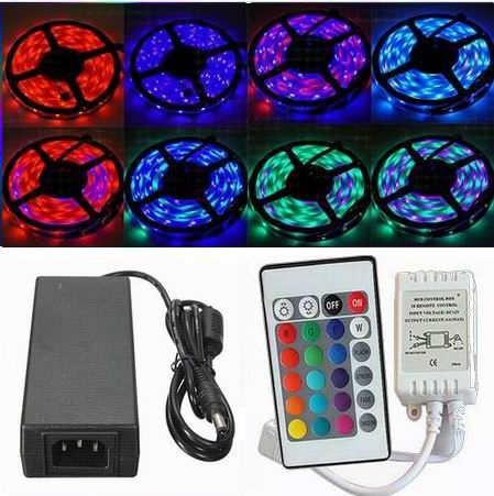 5 meter, 12 volt, 60 watt, 3600 lumen, IP65, 300 LED, RGB Led strip - KOMPLET SÆT