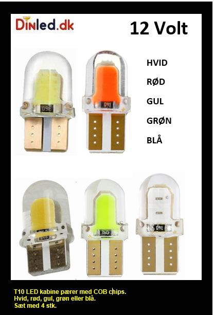 T10 W5W mini LED pære med canbus - 4 stk. - 12v