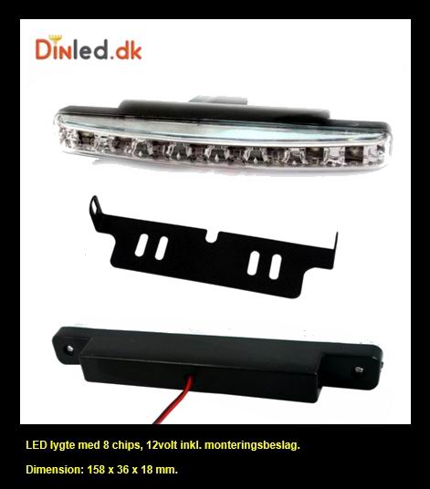 2 stk. LED Lygte med 8 LED chips og monterings sæt 12 volt
