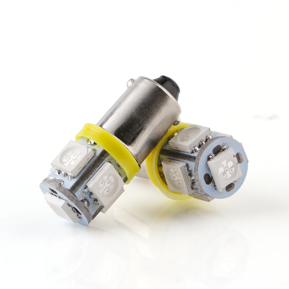 BA9S Pærer med 5 LED - sæt m. 2 stk. - 12v