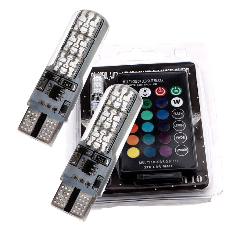 T10 W5W RGB kabinepærer med fjernbetjening (canbus)