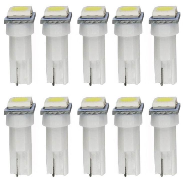 T5 LED Instrument pærer - sæt med  10 stk., 12v