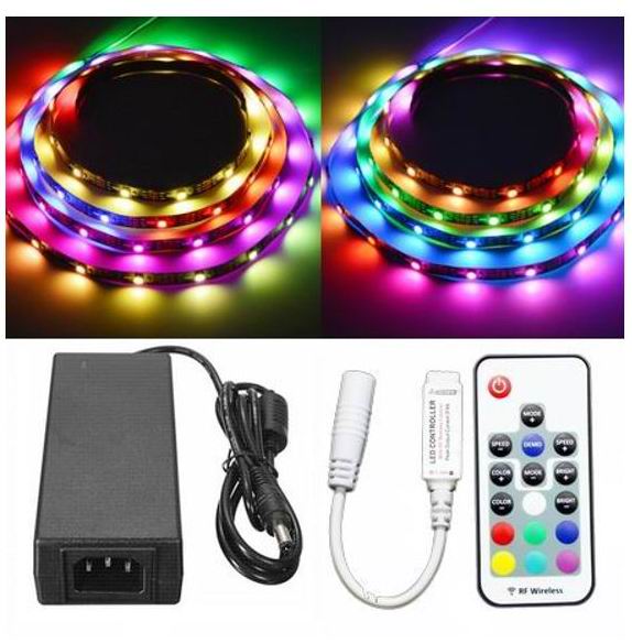 10 meter, 12 volt, 60 watt, 300 LED, MAGIC LED strip, vandtæt - WS2811 - KOMPLET SÆT
