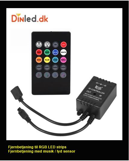 LED MUSIK RGB controller med fjernbetjening 12/24v - 20 knapper