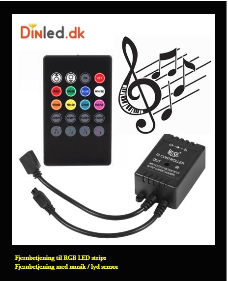 LED MUSIK RGB controller med fjernbetjening 12/24v - 20 knapper