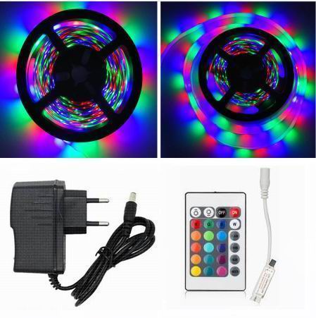 5 meter, 12 volt, 24 watt, IP65, 300 LED, VANDTÆT RGB LED strip - KOMPLET SÆT
