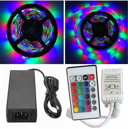 10 meter (2x5 meter), 12 volt, 48 watt, IP65, RGB LED strip - KOMPLET SÆT