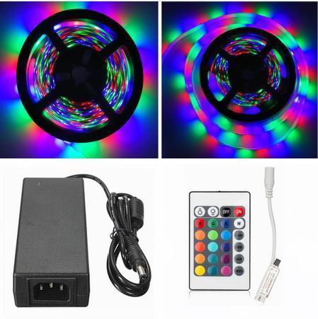 10 meter (2x5 meter), 12 volt, 48 watt, IP65, RGB LED strip - KOMPLET SÆT