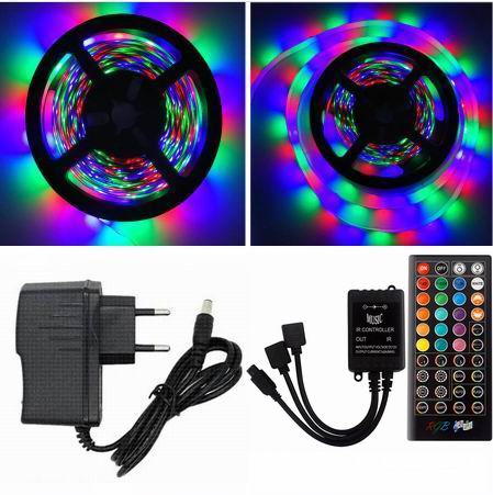 10 meter (2x5 meter), 12 volt, 48 watt, IP65, RGB LED strip - KOMPLET SÆT
